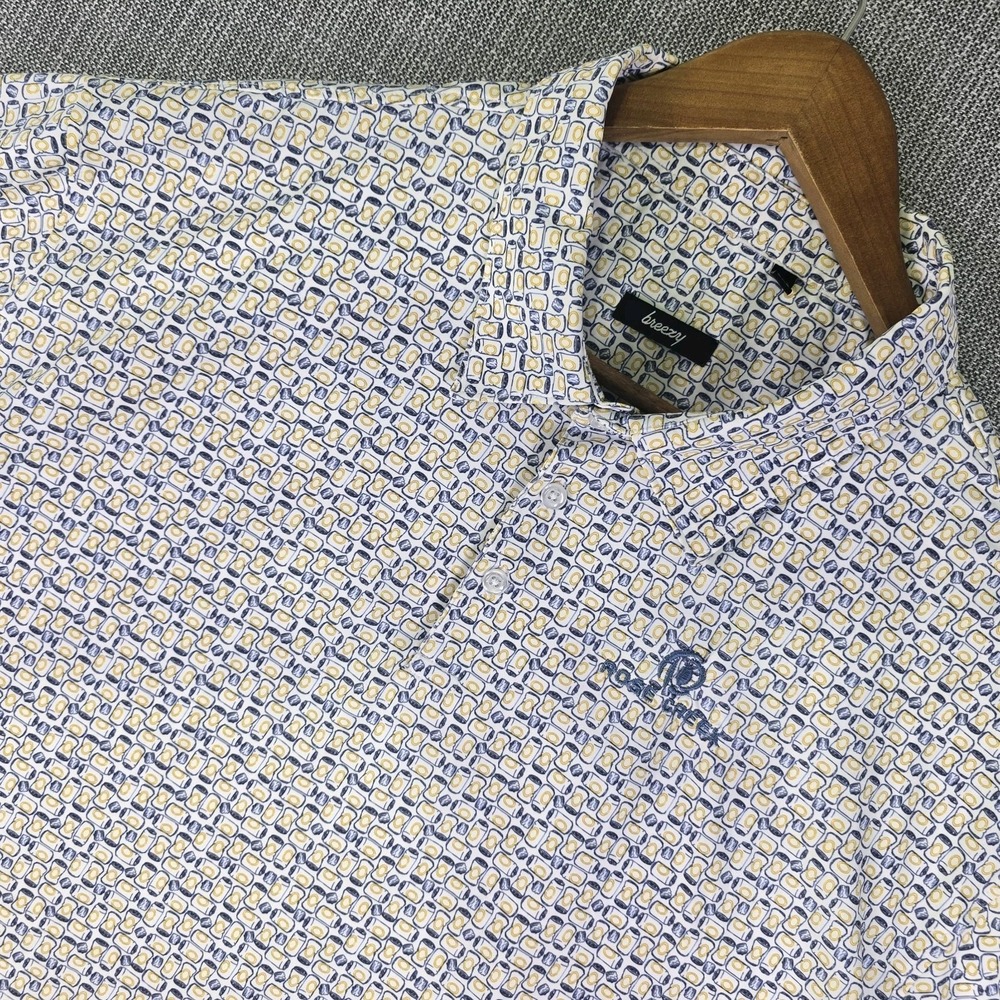 Breezy Golf Polo Shirt 2XL White Beer Can All Over Print Golfcore Rose Creek